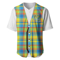 Personalized Dominica Creole Day Baseball Jersey Jounen Kweyol Blue Madras Proud - Wonder Print Shop