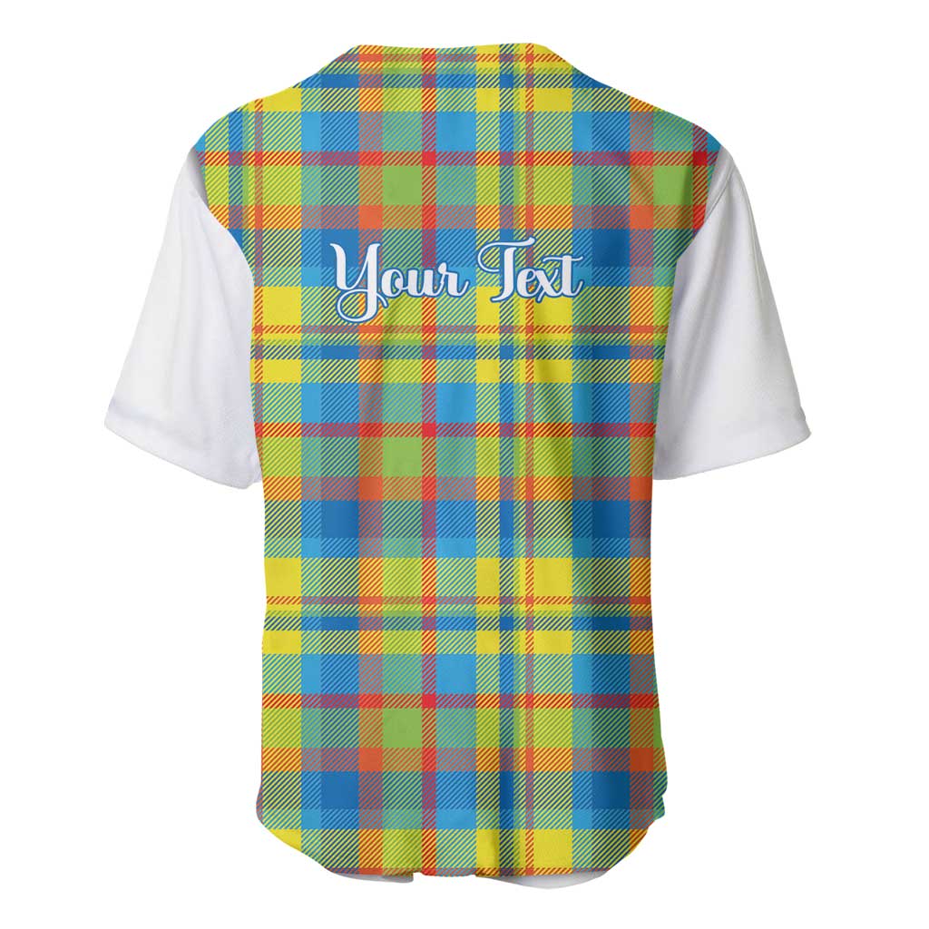 Personalized Dominica Creole Day Baseball Jersey Jounen Kweyol Blue Madras Proud - Wonder Print Shop