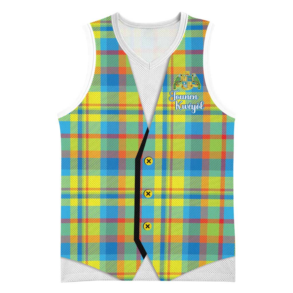 Personalized Dominica Creole Day Basketball Jersey Jounen Kweyol Blue Madras Proud - Wonder Print Shop