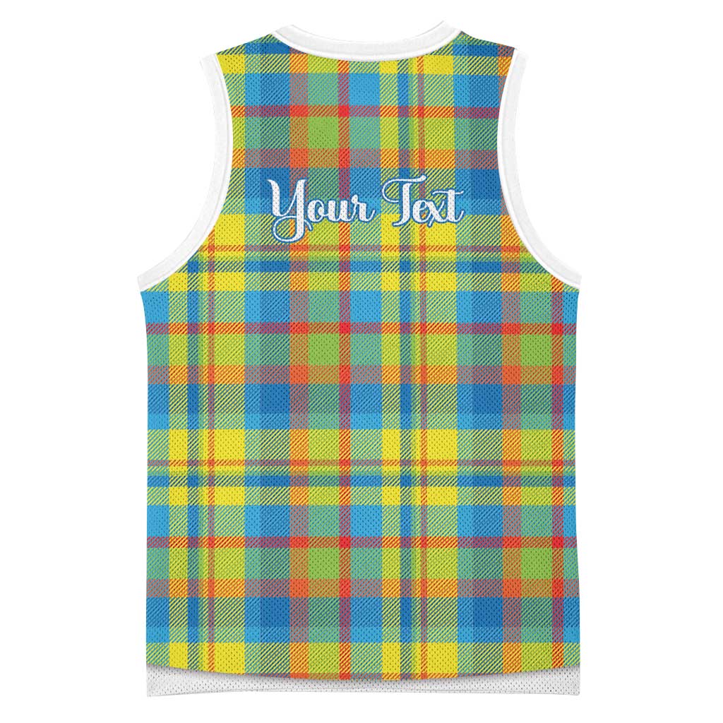 Personalized Dominica Creole Day Basketball Jersey Jounen Kweyol Blue Madras Proud - Wonder Print Shop