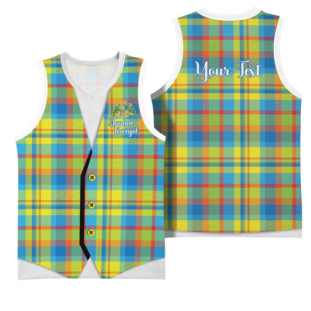 Personalized Dominica Creole Day Basketball Jersey Jounen Kweyol Blue Madras Proud - Wonder Print Shop