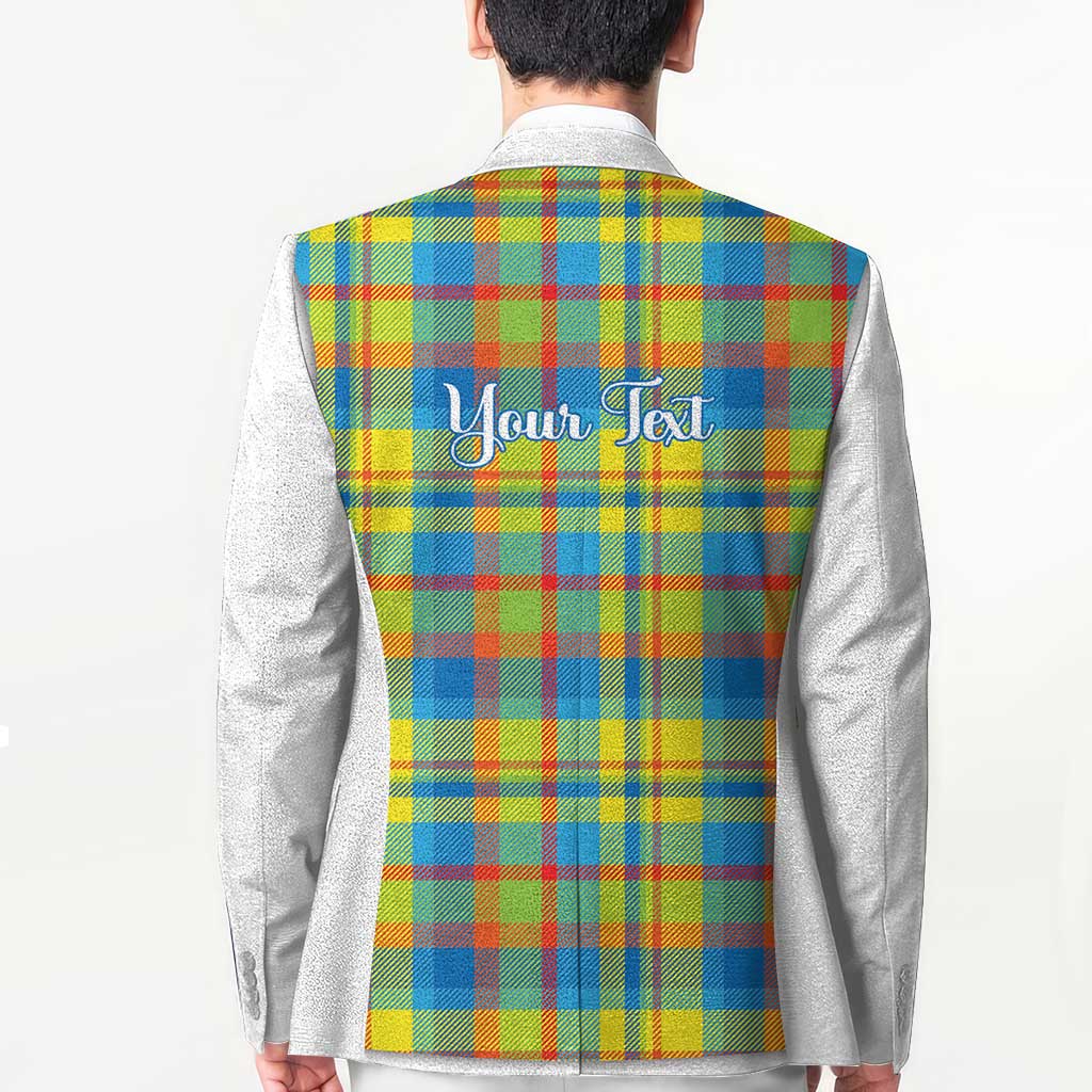 Personalized Dominica Creole Day Blazer Jounen Kweyol Blue Madras Proud - Wonder Print Shop