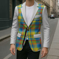 Personalized Dominica Creole Day Blazer Jounen Kweyol Blue Madras Proud - Wonder Print Shop