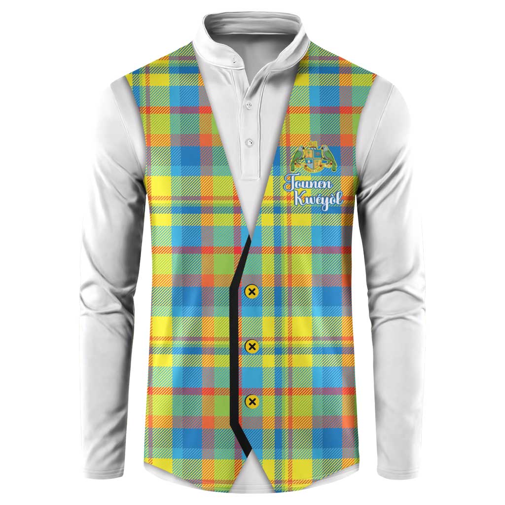 Personalized Dominica Creole Day Button Sweatshirt Jounen Kweyol Blue Madras Proud - Wonder Print Shop