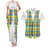 Personalized Dominica Creole Day Couples Matching Tank Maxi Dress and Hawaiian Shirt Jounen Kweyol Blue Madras Proud - Wonder Print Shop