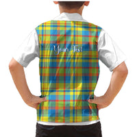 Personalized Dominica Creole Day Family Matching Mermaid Dress and Hawaiian Shirt Jounen Kweyol Blue Madras Proud - Wonder Print Shop