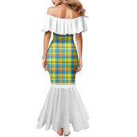 Personalized Dominica Creole Day Family Matching Mermaid Dress and Hawaiian Shirt Jounen Kweyol Blue Madras Proud - Wonder Print Shop