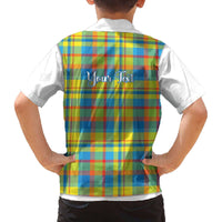 Personalized Dominica Creole Day Family Matching Off The Shoulder Long Sleeve Dress and Hawaiian Shirt Jounen Kweyol Blue Madras Proud - Wonder Print Shop