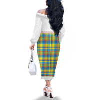 Personalized Dominica Creole Day Family Matching Off The Shoulder Long Sleeve Dress and Hawaiian Shirt Jounen Kweyol Blue Madras Proud - Wonder Print Shop