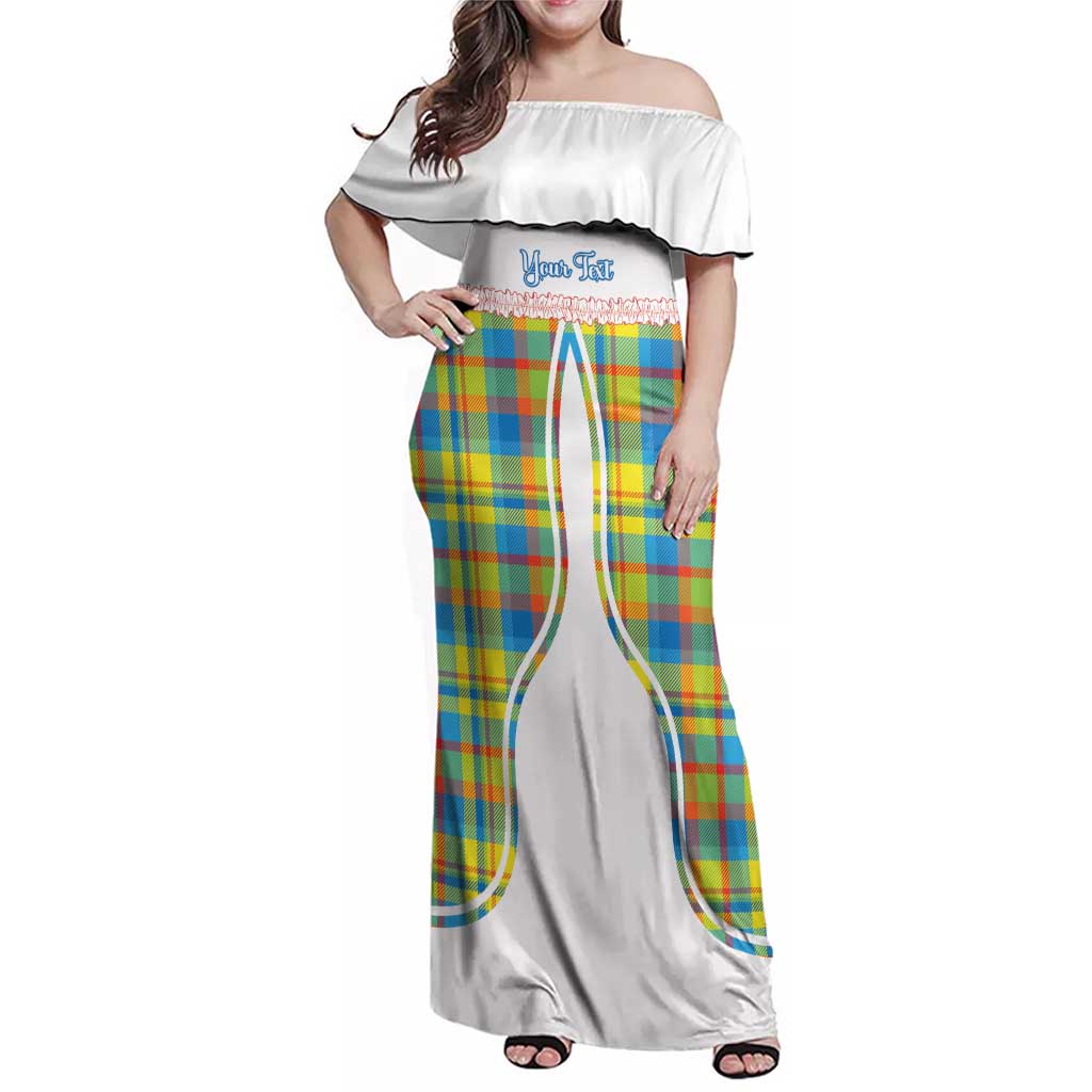 Personalized Dominica Creole Day Family Matching Off Shoulder Maxi Dress and Hawaiian Shirt Jounen Kweyol Blue Madras Proud - Wonder Print Shop