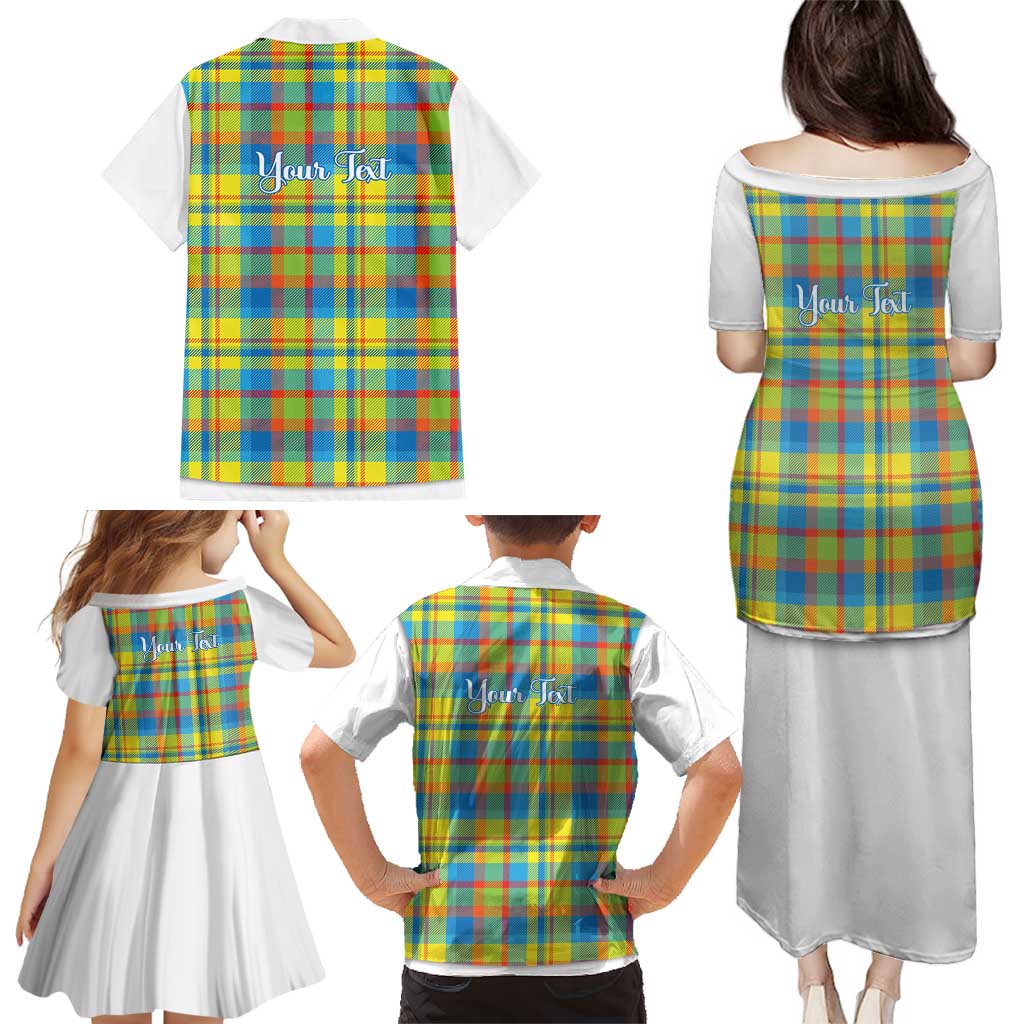 Personalized Dominica Creole Day Family Matching Puletasi and Hawaiian Shirt Jounen Kweyol Blue Madras Proud - Wonder Print Shop