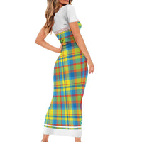 Personalized Dominica Creole Day Family Matching Short Sleeve Bodycon Dress and Hawaiian Shirt Jounen Kweyol Blue Madras Proud - Wonder Print Shop