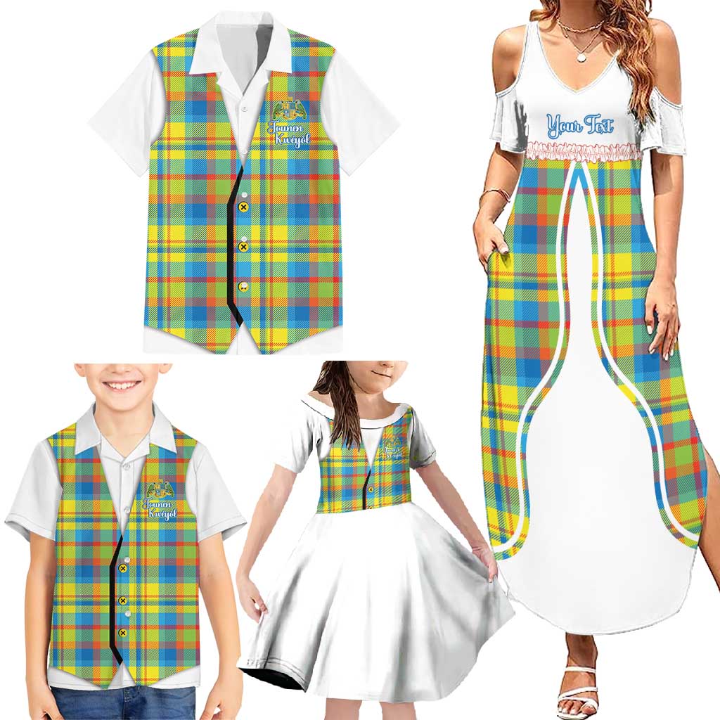 Personalized Dominica Creole Day Family Matching Summer Maxi Dress and Hawaiian Shirt Jounen Kweyol Blue Madras Proud - Wonder Print Shop