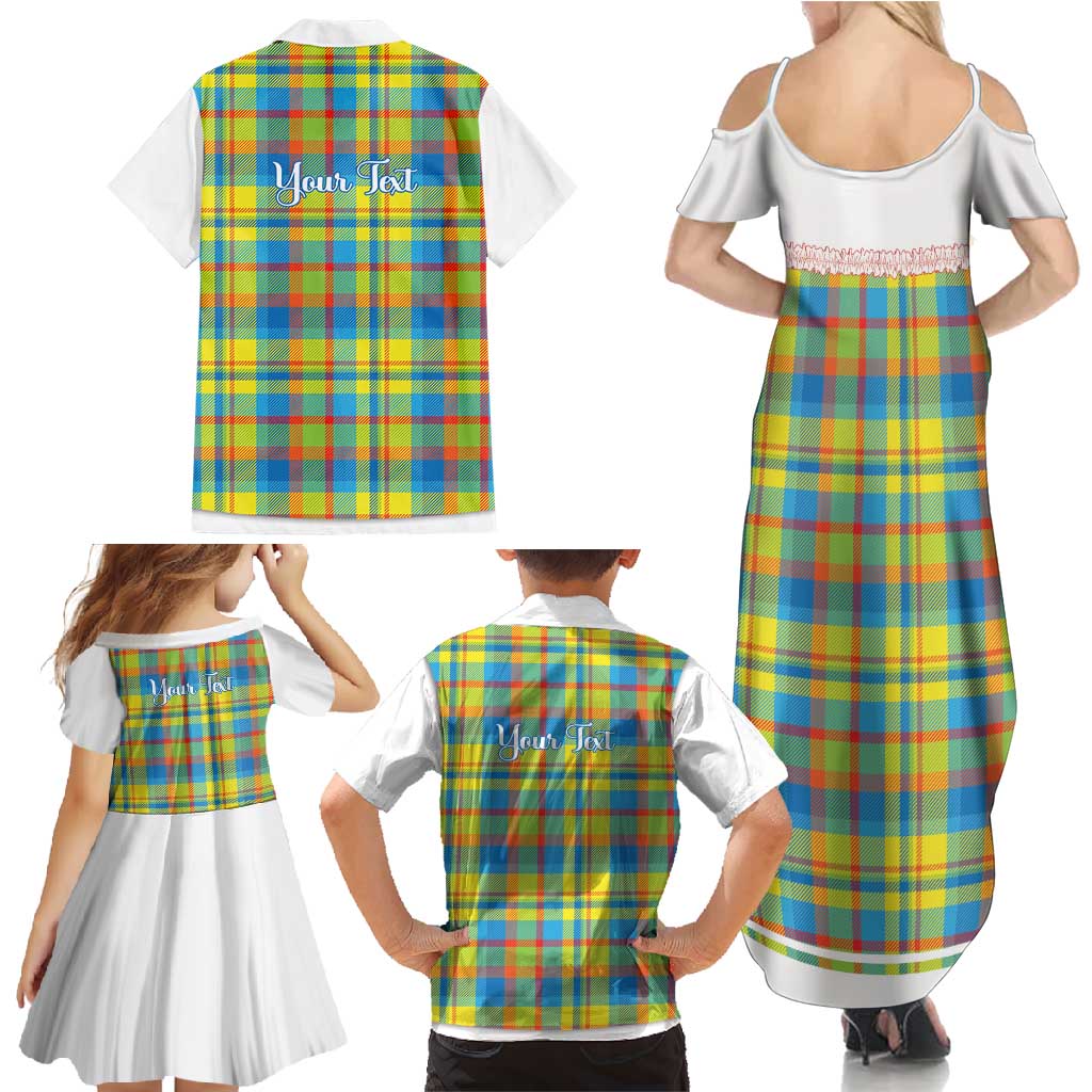 Personalized Dominica Creole Day Family Matching Summer Maxi Dress and Hawaiian Shirt Jounen Kweyol Blue Madras Proud - Wonder Print Shop