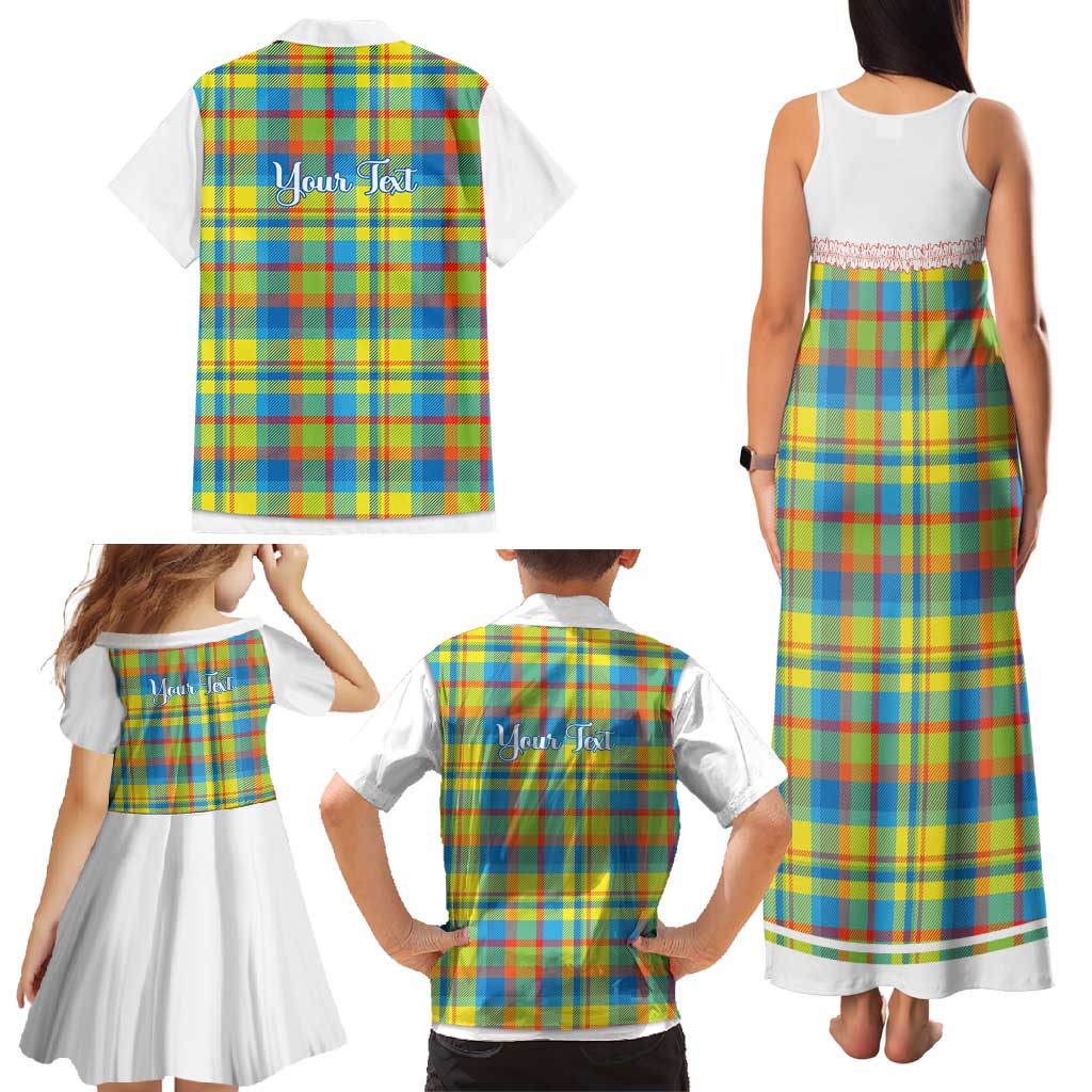 Personalized Dominica Creole Day Family Matching Tank Maxi Dress and Hawaiian Shirt Jounen Kweyol Blue Madras Proud - Wonder Print Shop