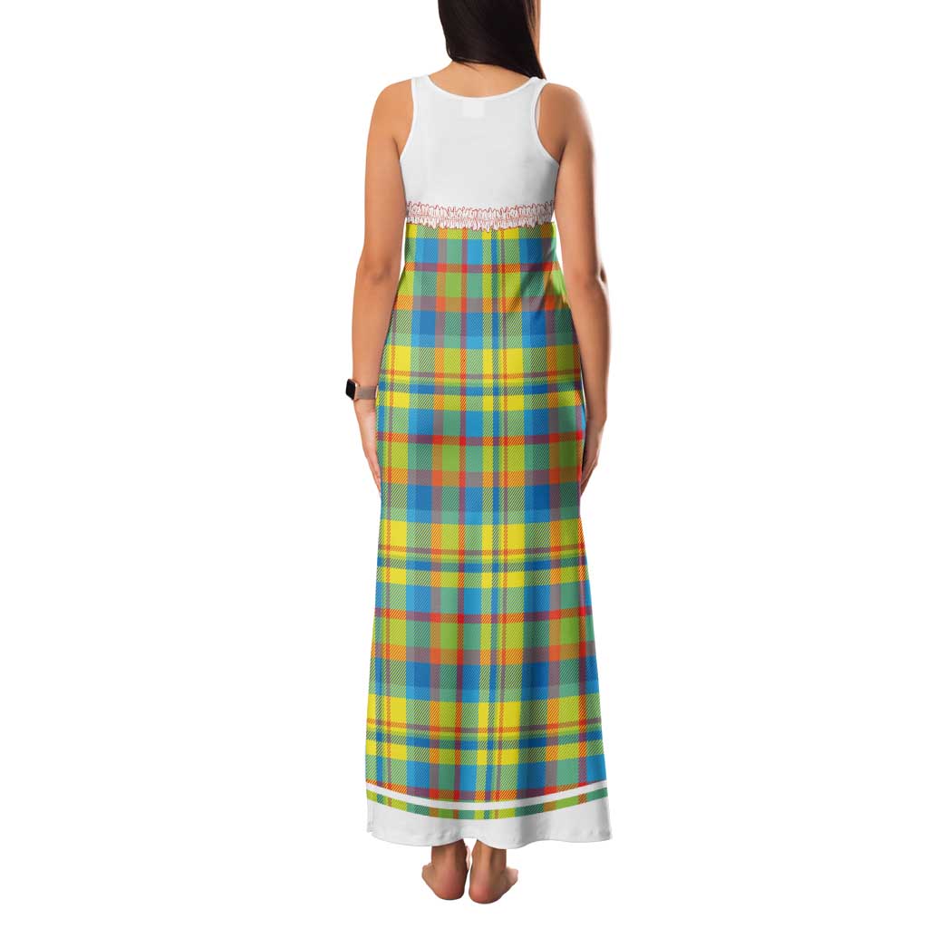 Personalized Dominica Creole Day Family Matching Tank Maxi Dress and Hawaiian Shirt Jounen Kweyol Blue Madras Proud - Wonder Print Shop