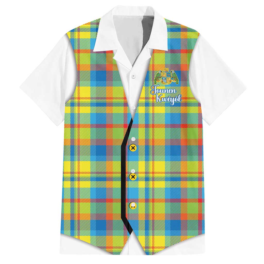 Personalized Dominica Creole Day Hawaiian Shirt Jounen Kweyol Blue Madras Proud - Wonder Print Shop