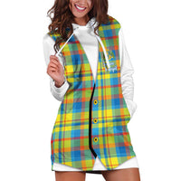 Personalized Dominica Creole Day Hoodie Dress Jounen Kweyol Blue Madras Proud - Wonder Print Shop