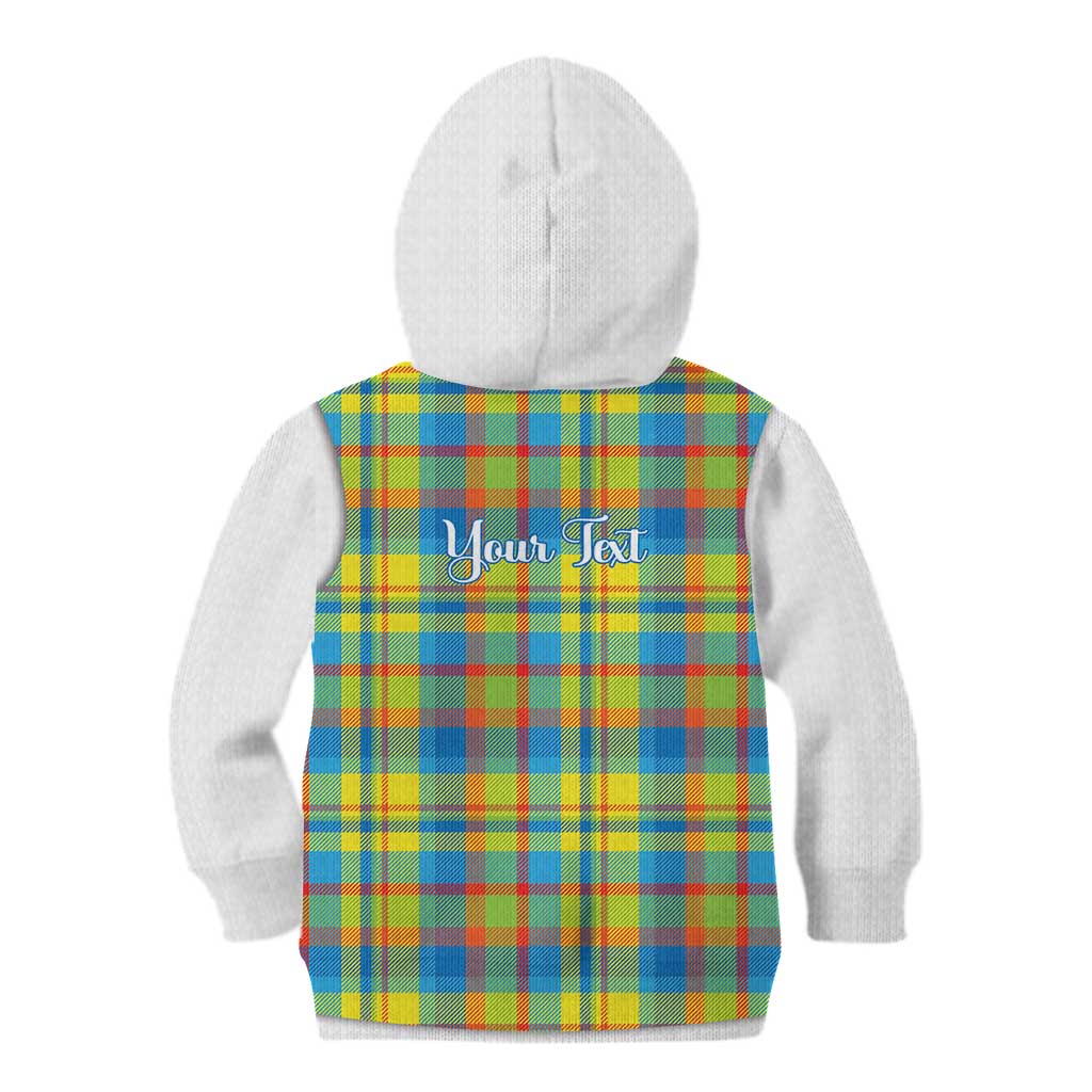 Personalized Dominica Creole Day Kid Hoodie Jounen Kweyol Blue Madras Proud - Wonder Print Shop