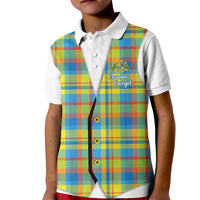 Personalized Dominica Creole Day Kid Polo Shirt Jounen Kweyol Blue Madras Proud - Wonder Print Shop