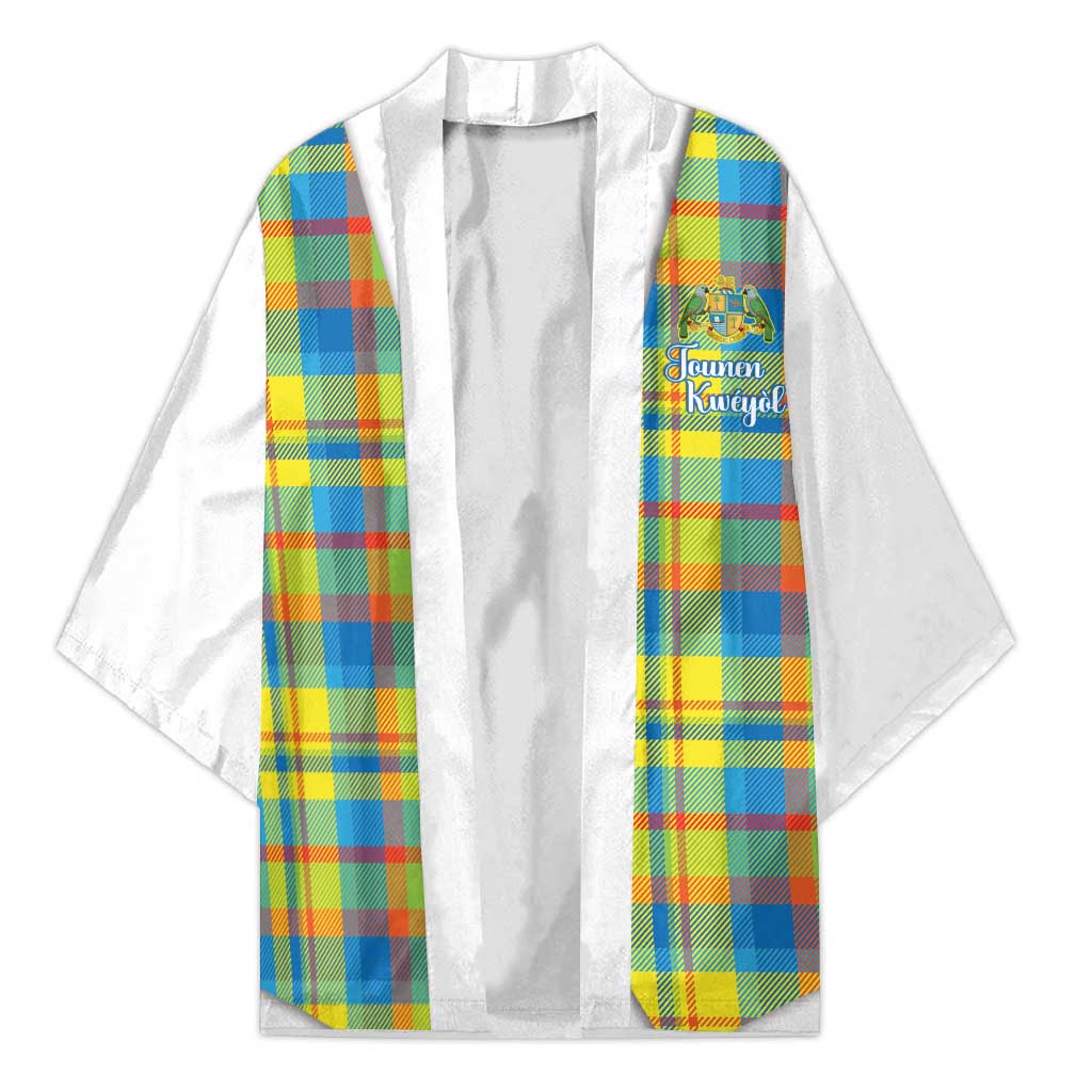 Personalized Dominica Creole Day Kimono Jounen Kweyol Blue Madras Proud - Wonder Print Shop