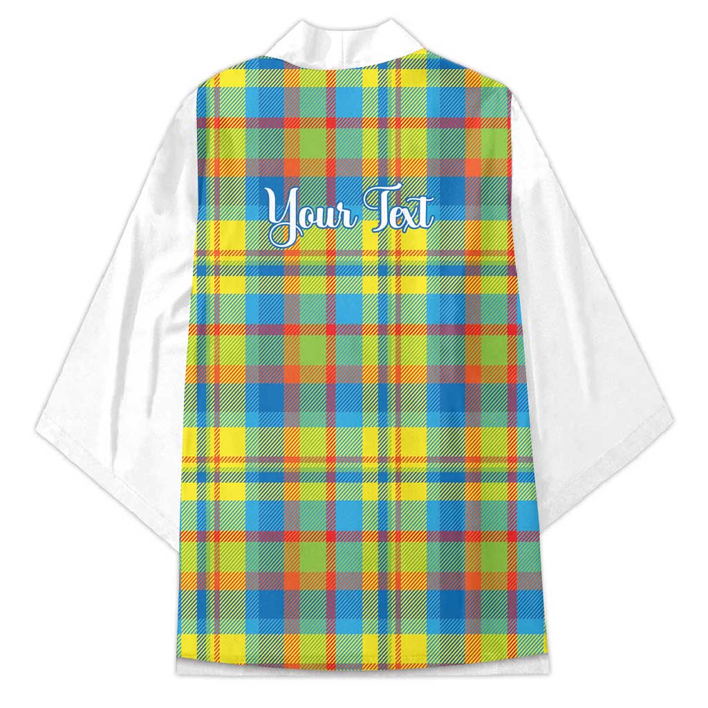 Personalized Dominica Creole Day Kimono Jounen Kweyol Blue Madras Proud - Wonder Print Shop