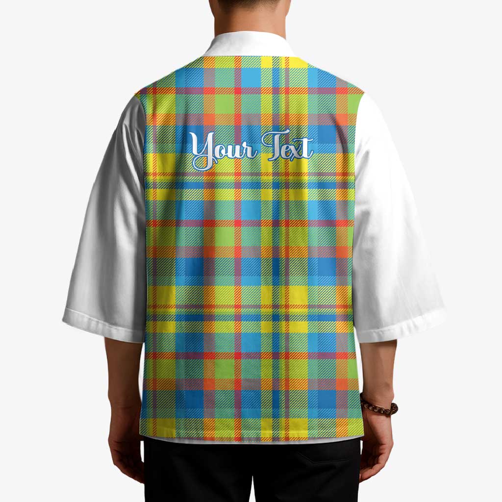 Personalized Dominica Creole Day Kimono Jounen Kweyol Blue Madras Proud - Wonder Print Shop