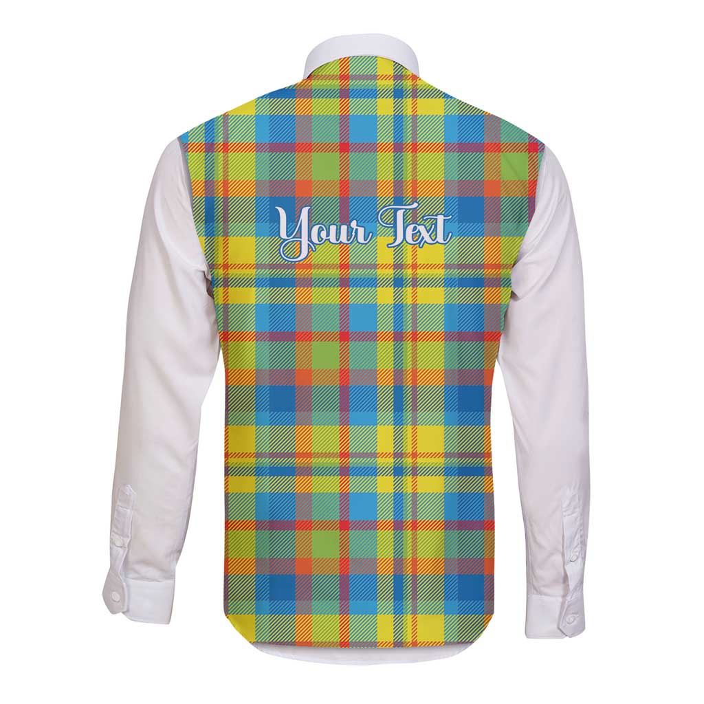 Personalized Dominica Creole Day Long Sleeve Button Shirt Jounen Kweyol Blue Madras Proud - Wonder Print Shop