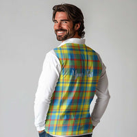 Personalized Dominica Creole Day Long Sleeve Polo Shirt Jounen Kweyol Blue Madras Proud - Wonder Print Shop