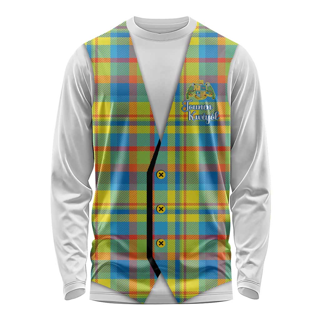 Personalized Dominica Creole Day Long Sleeve Shirt Jounen Kweyol Blue Madras Proud - Wonder Print Shop