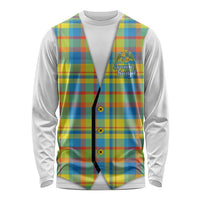 Personalized Dominica Creole Day Long Sleeve Shirt Jounen Kweyol Blue Madras Proud - Wonder Print Shop