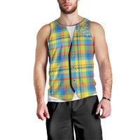 Personalized Dominica Creole Day Men Tank Top Jounen Kweyol Blue Madras Proud - Wonder Print Shop