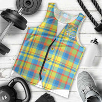 Personalized Dominica Creole Day Men Tank Top Jounen Kweyol Blue Madras Proud - Wonder Print Shop