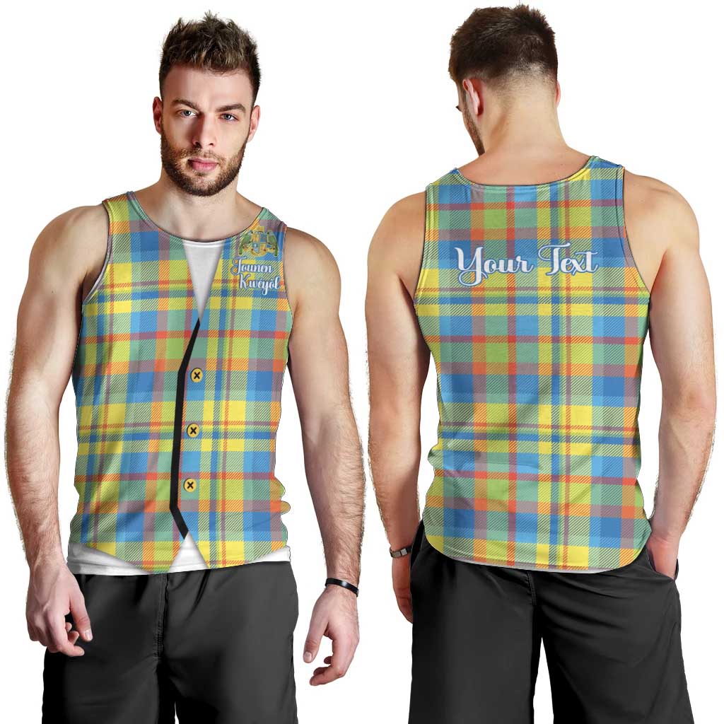 Personalized Dominica Creole Day Men Tank Top Jounen Kweyol Blue Madras Proud - Wonder Print Shop