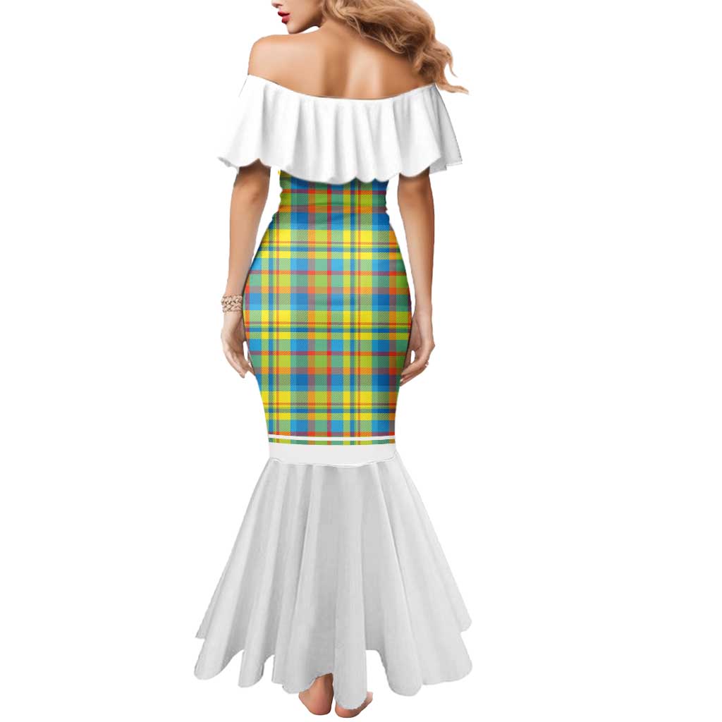 Personalized Dominica Creole Day Mermaid Dress Jounen Kweyol Blue Madras Proud - Wonder Print Shop