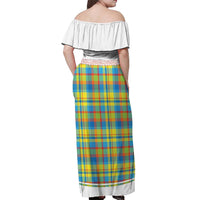 Personalized Dominica Creole Day Off Shoulder Maxi Dress Jounen Kweyol Blue Madras Proud - Wonder Print Shop