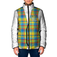 Personalized Dominica Creole Day Padded Jacket Jounen Kweyol Blue Madras Proud - Wonder Print Shop
