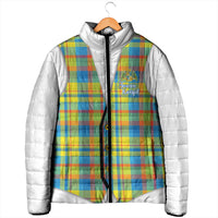 Personalized Dominica Creole Day Padded Jacket Jounen Kweyol Blue Madras Proud - Wonder Print Shop