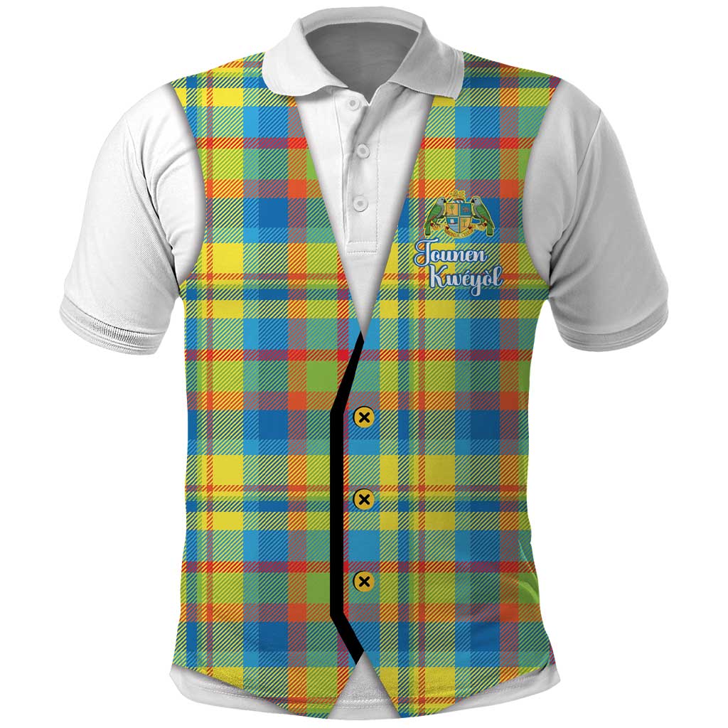 Personalized Dominica Creole Day Polo Shirt Jounen Kweyol Blue Madras Proud - Wonder Print Shop