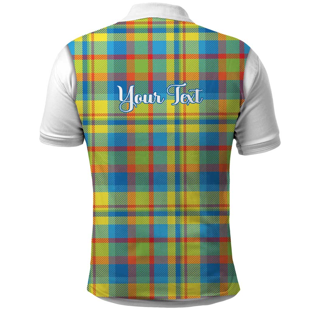 Personalized Dominica Creole Day Polo Shirt Jounen Kweyol Blue Madras Proud - Wonder Print Shop
