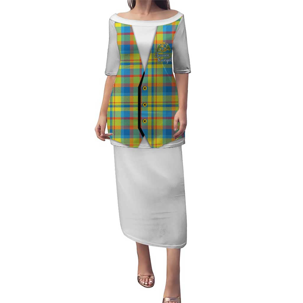 Personalized Dominica Creole Day Puletasi Jounen Kweyol Blue Madras Proud - Wonder Print Shop