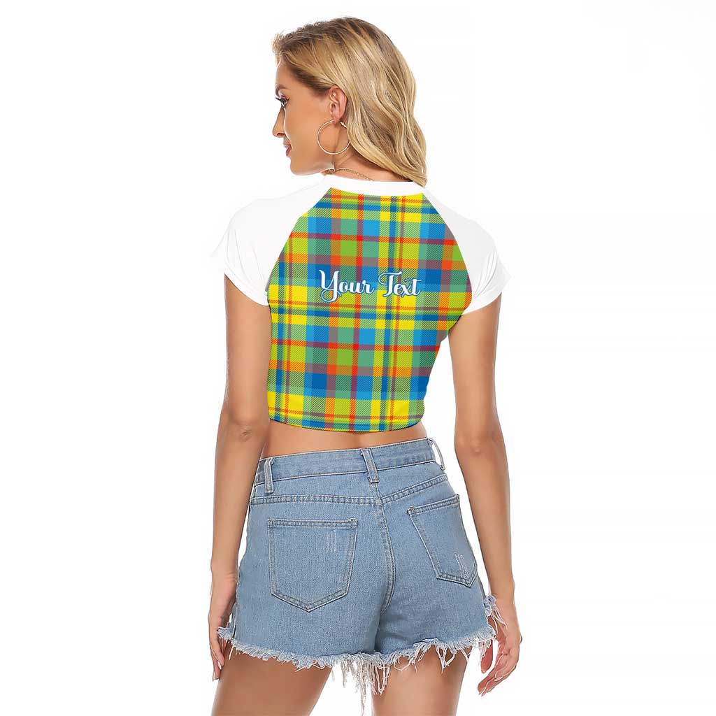 Personalized Dominica Creole Day Raglan Cropped T Shirt Jounen Kweyol Blue Madras Proud - Wonder Print Shop