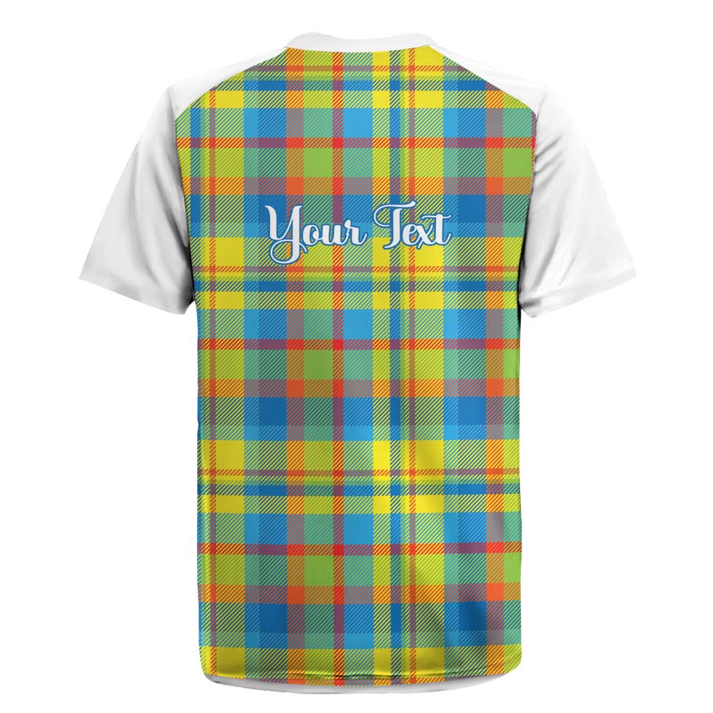 Personalized Dominica Creole Day Rugby Jersey Jounen Kweyol Blue Madras Proud - Wonder Print Shop