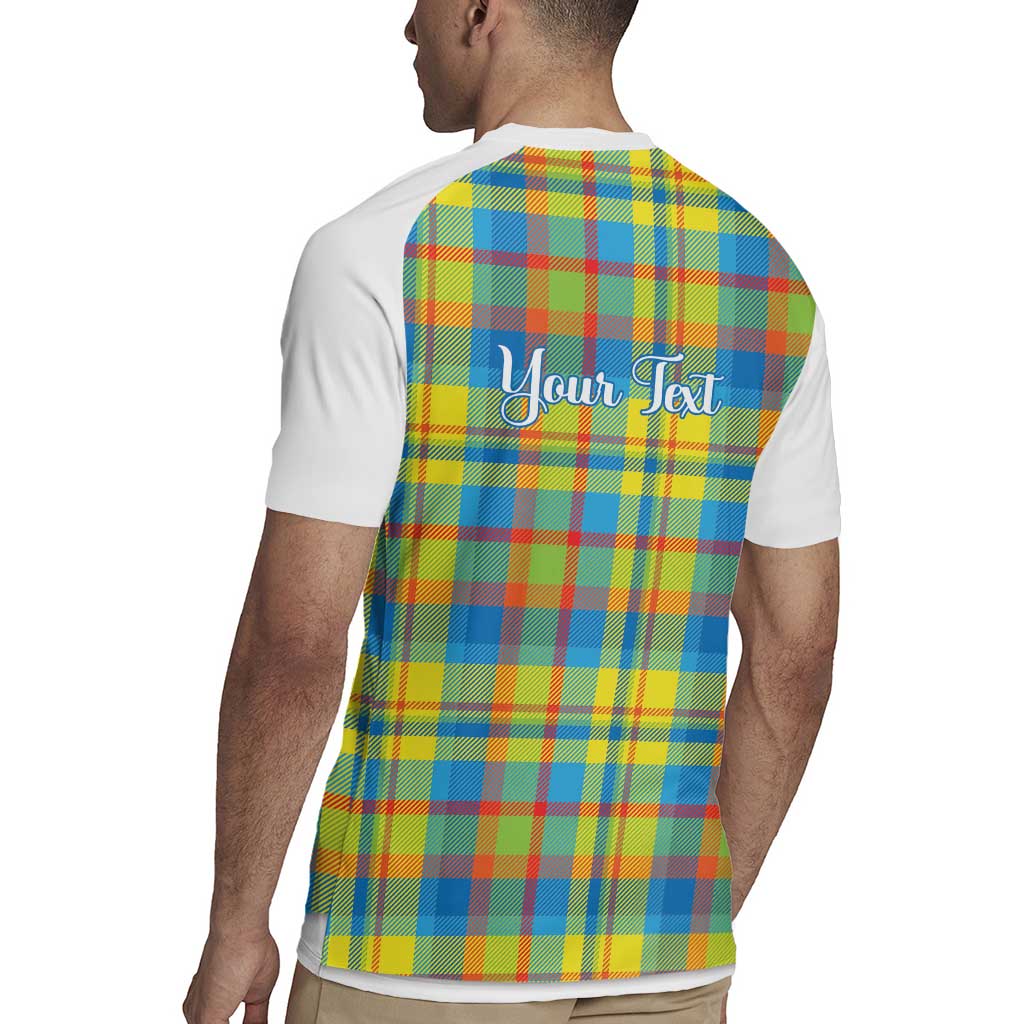 Personalized Dominica Creole Day Rugby Jersey Jounen Kweyol Blue Madras Proud - Wonder Print Shop