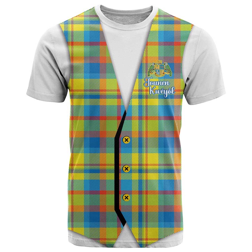 Personalized Dominica Creole Day T Shirt Jounen Kweyol Blue Madras Proud - Wonder Print Shop