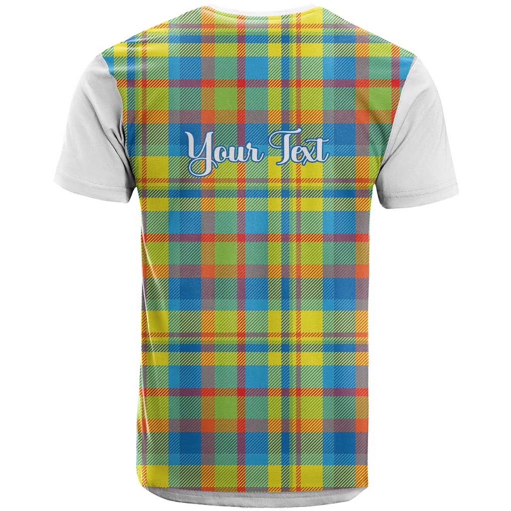 Personalized Dominica Creole Day T Shirt Jounen Kweyol Blue Madras Proud - Wonder Print Shop