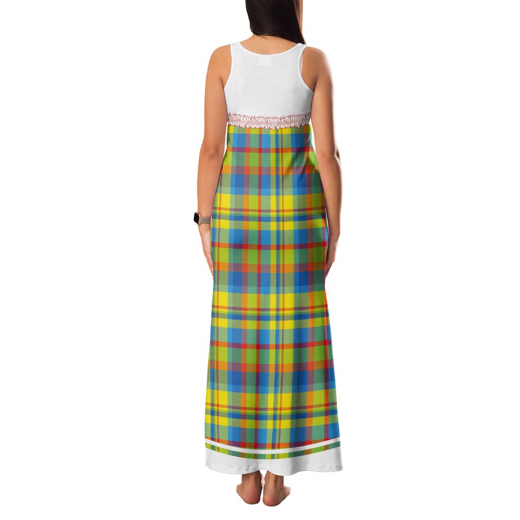 Personalized Dominica Creole Day Tank Maxi Dress Jounen Kweyol Blue Madras Proud - Wonder Print Shop