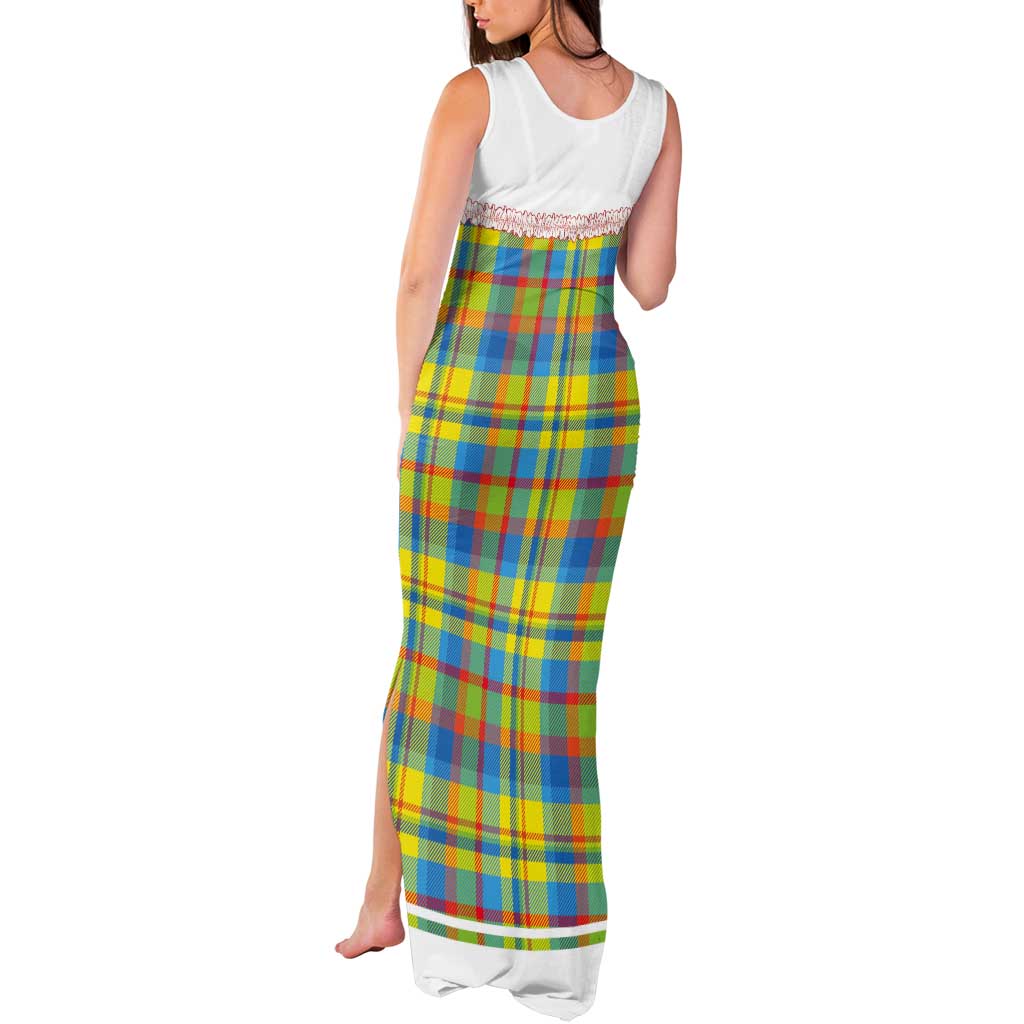 Personalized Dominica Creole Day Tank Maxi Dress Jounen Kweyol Blue Madras Proud - Wonder Print Shop