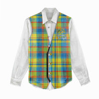 Personalized Dominica Creole Day Women Casual Shirt Jounen Kweyol Blue Madras Proud - Wonder Print Shop