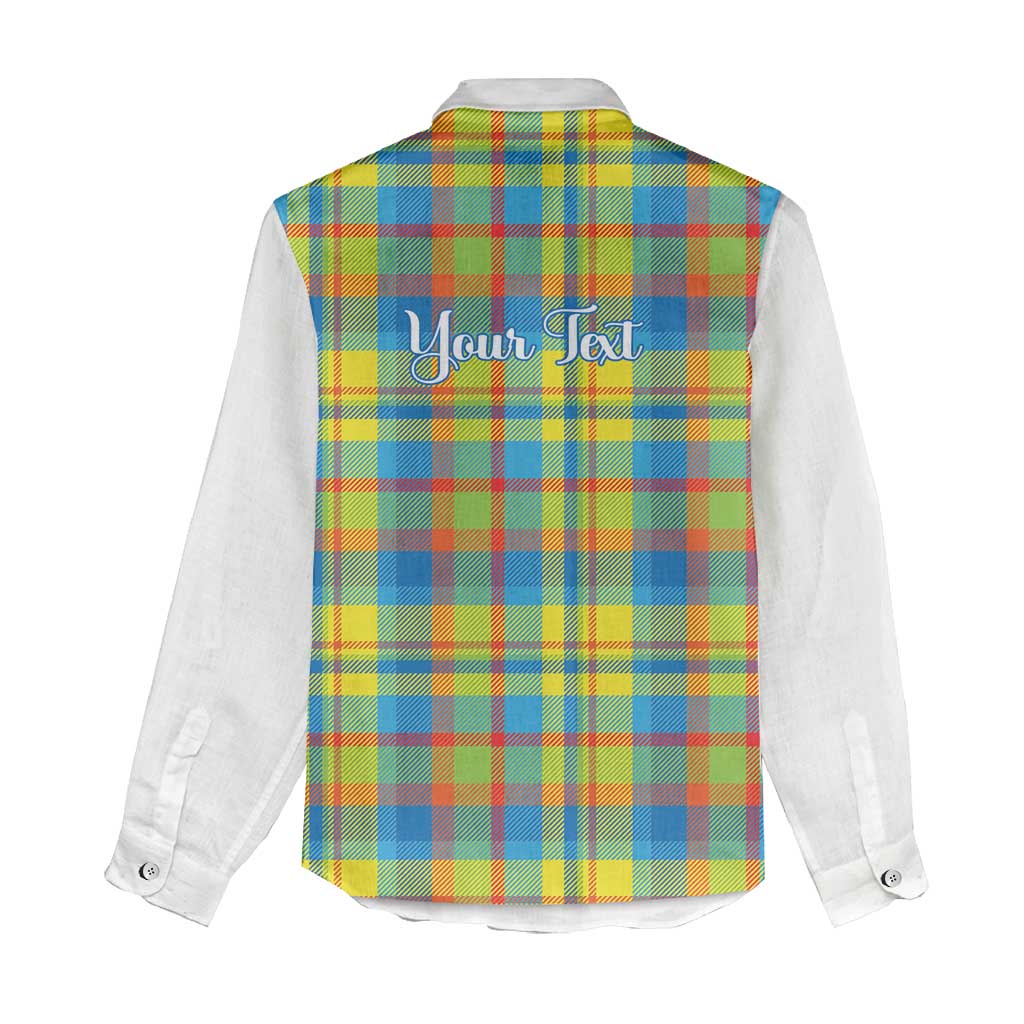 Personalized Dominica Creole Day Women Casual Shirt Jounen Kweyol Blue Madras Proud - Wonder Print Shop